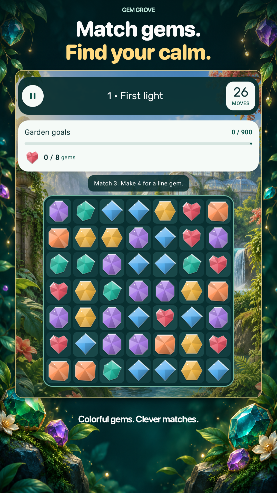 Colorful Android gem-matching puzzle